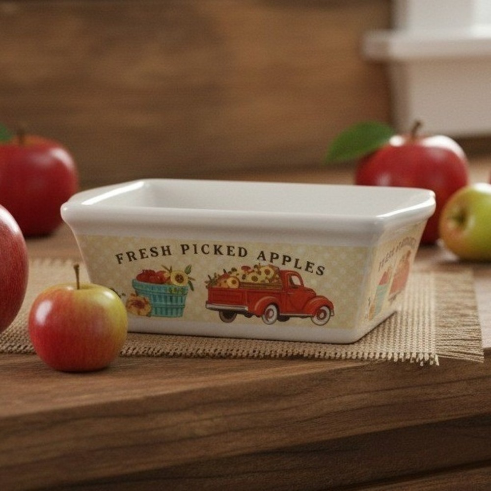 Royal Norfolk Small Loaf Pan, Vintage Farm Picked Apples Design, Bakeware